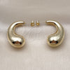 Oro Laminado Stud Earring, Gold Filled Style Teardrop and Hollow Design, Polished, Golden Finish, 02.428.0037