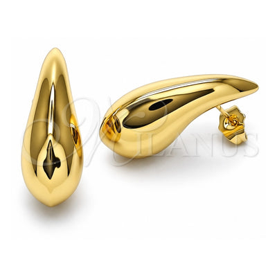 Oro Laminado Stud Earring, Gold Filled Style Teardrop and Hollow Design, Polished, Golden Finish, 02.428.0039