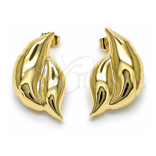 Oro Laminado Stud Earring, Gold Filled Style Hollow Design, Polished, Golden Finish, 02.428.0050