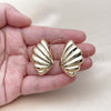 Oro Laminado Stud Earring, Gold Filled Style Shell and Hollow Design, Polished, Golden Finish, 02.428.0041