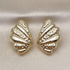 Oro Laminado Stud Earring, Gold Filled Style Shell and Hollow Design, Polished, Golden Finish, 02.428.0042
