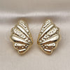 Oro Laminado Stud Earring, Gold Filled Style Shell and Hollow Design, Polished, Golden Finish, 02.428.0042
