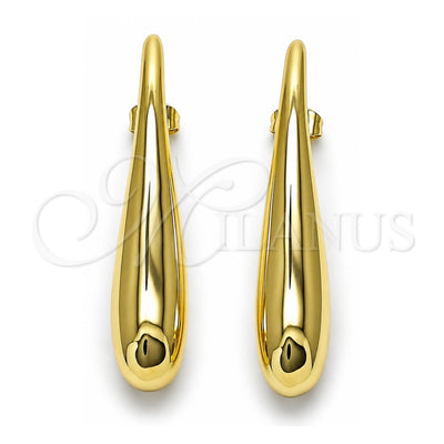 Oro Laminado Stud Earring, Gold Filled Style Teardrop and Hollow Design, Polished, Golden Finish, 02.428.0046