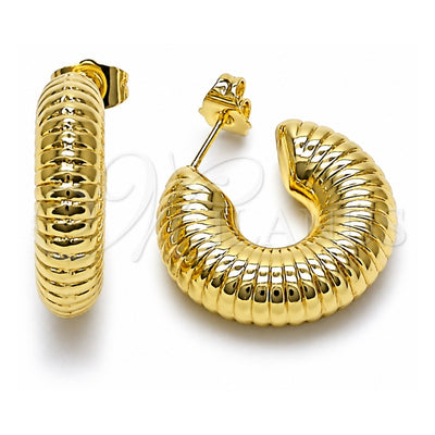 Oro Laminado Small Hoop, Gold Filled Style Hollow Design, Polished, Golden Finish, 02.428.0048.25