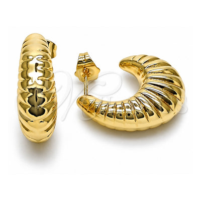 Oro Laminado Stud Earring, Gold Filled Style Hollow Design, Polished, Golden Finish, 02.428.0049