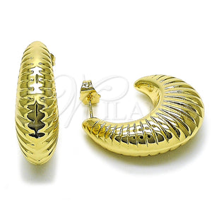 Gold Filled Hoop Earrings — Medium Hoop Hollow Design Polished 02. — main product view — SKU 159089 | Oro Laminado aretes de aro — Medium Hoop Hollow diseño pulido 02. — SKU 159089