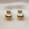 Oro Laminado Stud Earring, Gold Filled Style Heart and Hollow Design, Polished, Golden Finish, 02.196.0177