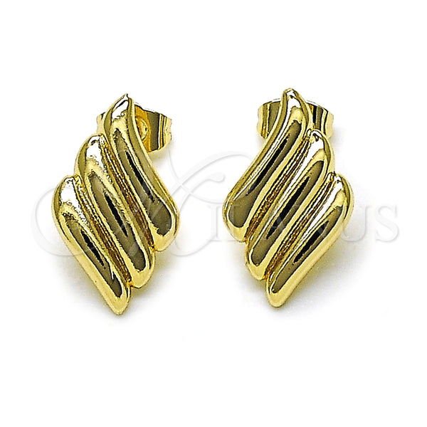 Oro Laminado Stud Earring, Gold Filled Style Polished, Golden Finish, 02.196.0184