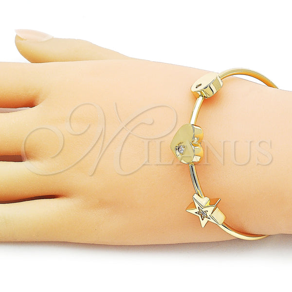 Gold Filled Jewelry — Individual Bangle Heart and Star Design with White — alternate product view — SKU 159141 | Oro Laminado joyería — Individual Bangle corazón and estrella diseño with blanco — SKU 159141