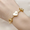 Oro Laminado Individual Bangle, Gold Filled Style Heart and Star Design, with White Cubic Zirconia, Polished, Golden Finish, 07.282.0005 (03 MM Thickness, One size fits all)