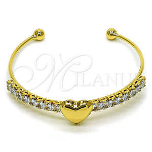 Gold Filled Jewelry — Individual Bangle Heart and Baguette Design with White — main product view — SKU 159142 | Oro Laminado joyería — Individual Bangle corazón and Baguette diseño with blanco — SKU 159142