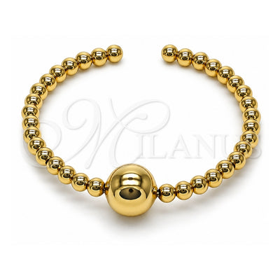 Oro Laminado Individual Bangle, Gold Filled Style Ball and Hollow Design, Polished, Golden Finish, 07.282.0008 (05 MM Thickness, One size fits all)