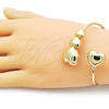 Oro Laminado Individual Bangle, Gold Filled Style Heart Design, Polished, Golden Finish, 07.282.0009 (02 MM Thickness, One size fits all)