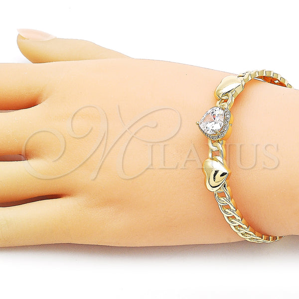 Gold Filled Jewelry — Individual Bangle Heart and Cluster Design with White — alternate product view — SKU 159146 | Oro Laminado joyería — Individual Bangle corazón and Cluster diseño with blanco — SKU 159146