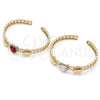 Oro Laminado Individual Bangle, Gold Filled Style Heart and Cluster Design, with White Cubic Zirconia and White Micro Pave, Polished, Golden Finish, 07.282.0010 (06 MM Thickness, One size fits all)