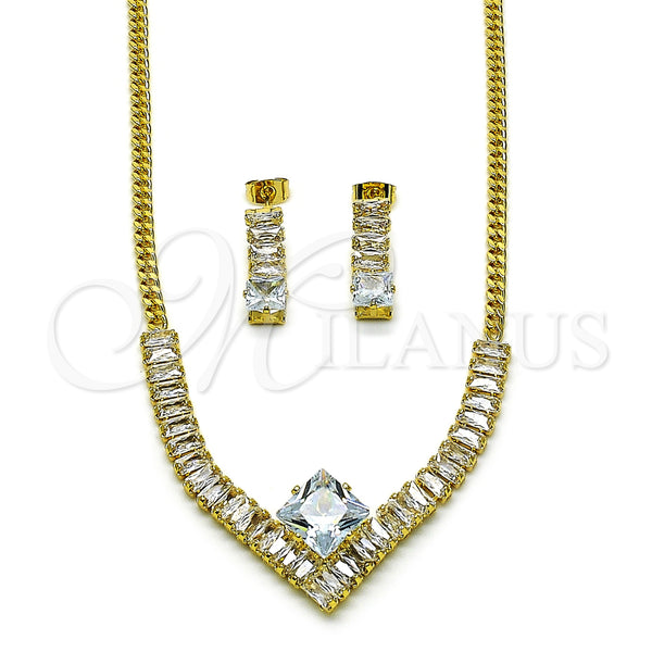 Gold Filled Ring — Necklace and Earring Baguette and Miami Cuban Design — main product view — SKU 159156 | Oro Laminado anillo — Necklace and Earring Baguette and Miami Cuban diseño — SKU 159156