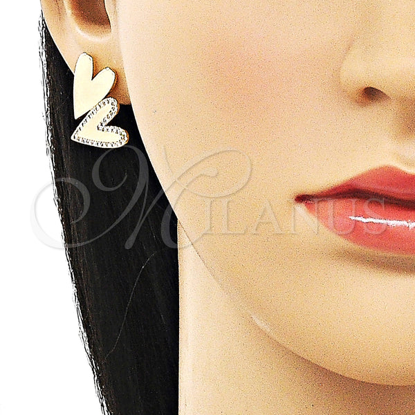 Gold Filled Ring — Stud Earring Heart Design with White Micro Pave — alternate product view — SKU 159161 | Oro Laminado anillo — Stud Earring corazón diseño with blanco Micro Pave — SKU 159161