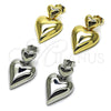 Oro Laminado Stud Earring, Gold Filled Style Heart Design, Polished, Golden Finish, 02.282.0019