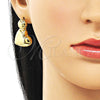 Oro Laminado Stud Earring, Gold Filled Style Heart Design, Polished, Golden Finish, 02.282.0020