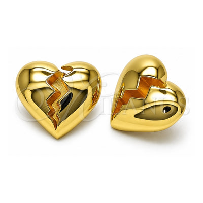 Oro Laminado Stud Earring, Gold Filled Style Heart Design, Polished, Golden Finish, 02.282.0022
