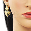 Oro Laminado Stud Earring, Gold Filled Style Heart Design, Polished, Golden Finish, 02.282.0023
