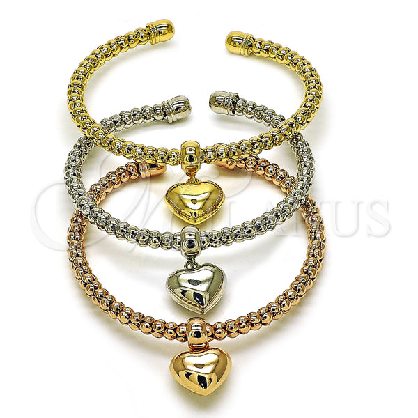 Gold Filled Jewelry — Trio Bangle Heart Design Polished Tricolor 07. 05 — main product view — SKU 159200 | Oro Laminado joyería — Trio Bangle corazón diseño pulido Tricolor 07. 05 — SKU 159200
