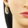 Oro Laminado Stud Earring, Gold Filled Style Shell Design, Polished, Golden Finish, 02.163.0377