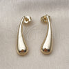 Oro Laminado Stud Earring, Gold Filled Style Teardrop Design, Polished, Golden Finish, 02.163.0380