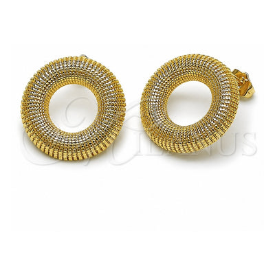 Oro Laminado Stud Earring, Gold Filled Style Diamond Cutting Finish, Golden Finish, 02.163.0381
