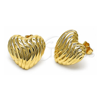 Oro Laminado Stud Earring, Gold Filled Style Heart Design, Polished, Golden Finish, 02.163.0384