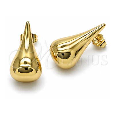 Oro Laminado Stud Earring, Gold Filled Style Teardrop and Hollow Design, Polished, Golden Finish, 02.195.0339