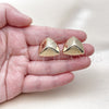 Oro Laminado Stud Earring, Gold Filled Style Hollow Design, Polished, Golden Finish, 02.195.0340