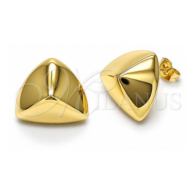 Oro Laminado Stud Earring, Gold Filled Style Hollow Design, Polished, Golden Finish, 02.195.0340