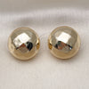 Oro Laminado Stud Earring, Gold Filled Style Hollow and Ball Design, Polished, Golden Finish, 02.195.0341