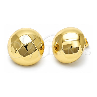 Oro Laminado Stud Earring, Gold Filled Style Hollow and Ball Design, Polished, Golden Finish, 02.195.0341