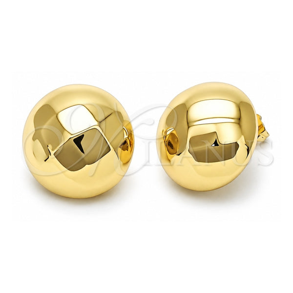 Oro Laminado Stud Earring, Gold Filled Style Hollow and Ball Design, Polished, Golden Finish, 02.195.0341