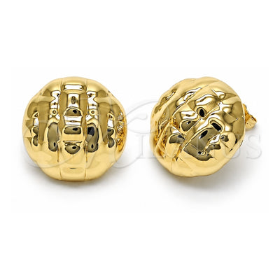 Oro Laminado Stud Earring, Gold Filled Style Hollow Design, Polished, Golden Finish, 02.195.0342