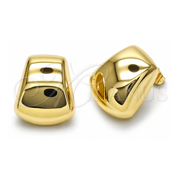 Oro Laminado Stud Earring, Gold Filled Style Hollow Design, Polished, Golden Finish, 02.195.0344