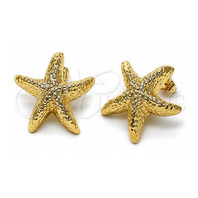 Oro Laminado Stud Earring, Gold Filled Style Star Design, Polished, Golden Finish, 02.195.0345