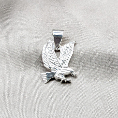 Sterling Silver Fancy Pendant, Eagle Design, Polished, Silver Finish, 05.392.0113