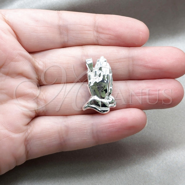 Sterling Silver Pendant — Religious Pendant Praying Hands Design Polished 05. — alternate product view — SKU 159235 | Plata 925 dije — Religious Pendant Praying Hands diseño pulido 05. — SKU 159235