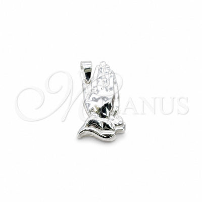 Sterling Silver Religious Pendant, Praying Hands Design, Polished, Silver Finish, 05.392.0114 for wholesale, main product view