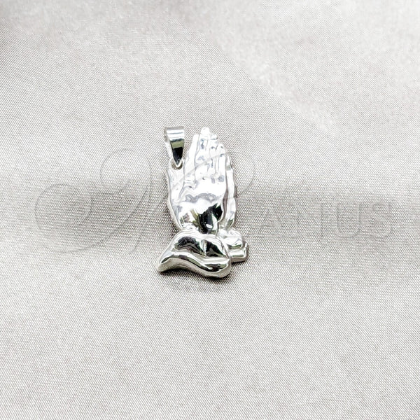 Sterling Silver Pendant — Religious Pendant Praying Hands Design Polished 05. — main product view — SKU 159235 | Plata 925 dije — Religious Pendant Praying Hands diseño pulido 05. — SKU 159235