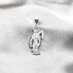 Sterling Silver Pendant — Religious Pendant Santa Muerte Design Polished 05. — main product view — SKU 159236 | Plata 925 dije — Religious Pendant Santa Muerte diseño pulido 05. — SKU 159236
