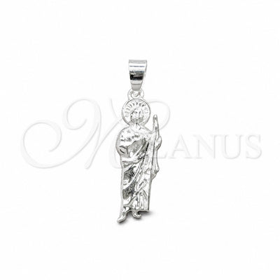Sterling Silver Religious Pendant, San Judas Design, Polished, Silver Finish, 05.392.0119 for wholesale, main product view