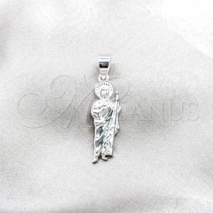 Sterling Silver Pendant — Religious Pendant San Judas Design Polished 05. — main product view — SKU 159240 | Plata 925 dije — Religious Pendant San Judas diseño pulido 05. — SKU 159240