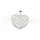 Sterling Silver Fancy Pendant, Heart Design, Polished, Silver Finish, 05.392.0120