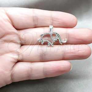 Sterling Silver Fancy Pendant, Elephant Design, Polished, Silver Finish, 05.392.0121