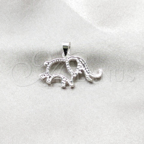 Sterling Silver Fancy Pendant, Elephant Design, Polished, Silver Finish, 05.392.0121