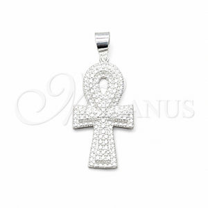 Sterling Silver Fancy Pendant, Cross Design, Polished, Silver Finish, 05.392.0122